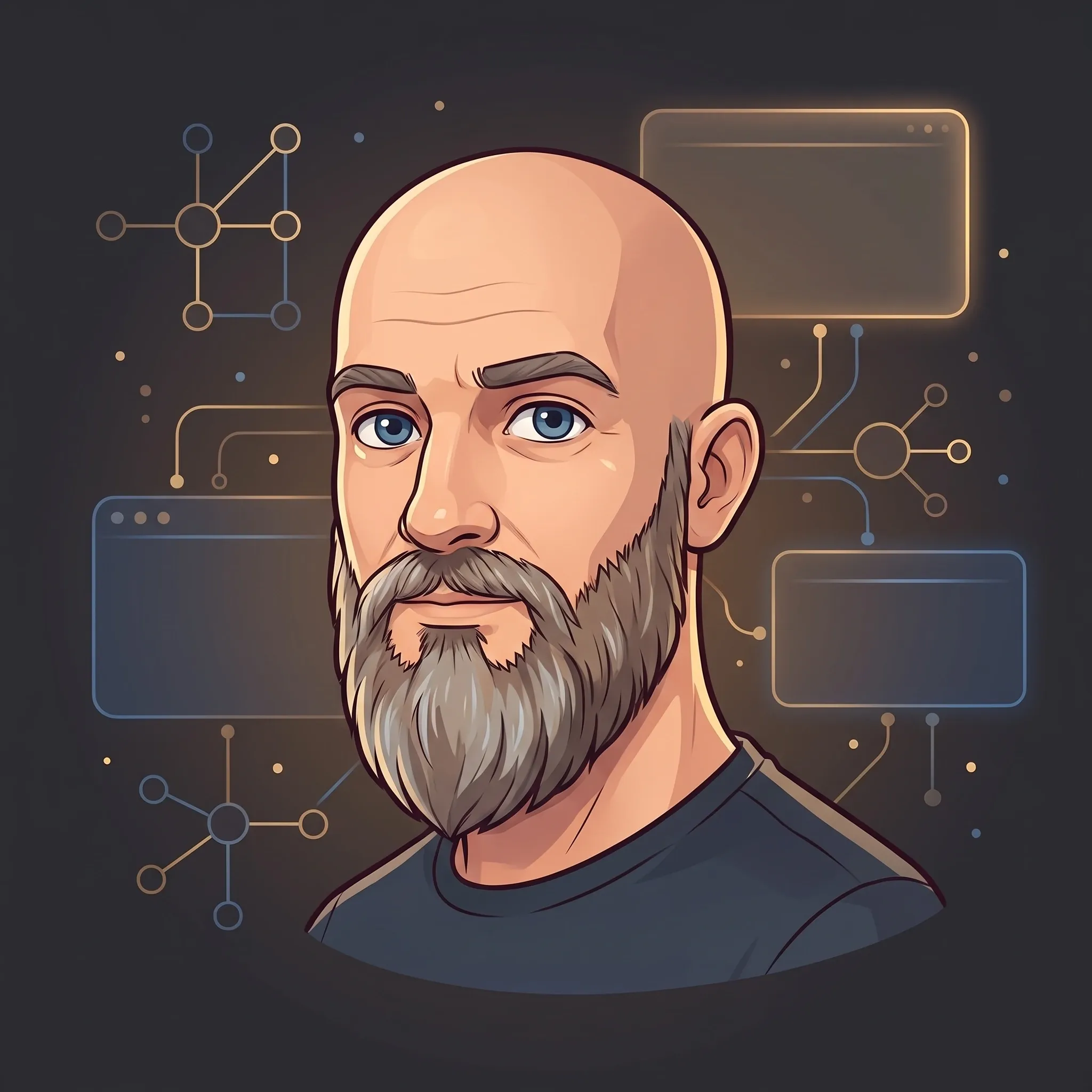Illustrated portrait of Jason Hartley